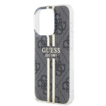 Guess IML 4G Gold Stripe Zadní Kryt pro iPhone 15 Pro Black, GUHCP15LH4PSEGK