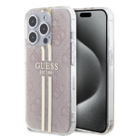 Guess IML 4G Gold Stripe Zadní Kryt pro iPhone 15 Pro Max Pink, GUHCP15XH4PSEGP