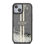 Guess PC/TPU Liquid Glitter Gold Stripe Zadní Kryt pro iPhone 15 Black, GUHCP15SLFCSEGK