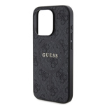 Guess PU Leather 4G Colored Ring MagSafe Zadní Kryt pro iPhone 15 Pro Black, GUHMP15LG4GFRK