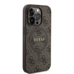 Guess PU Leather 4G Colored Ring MagSafe Zadní Kryt pro iPhone 14 Pro Brown, GUHMP14LG4GFRW