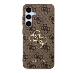 Guess PU 4G Metal Logo Zadní Kryt pro Samsung Galaxy S24 Brown, GUHCS24S4GMGBR