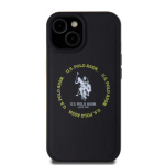 U.S. Polo PU Leather Printed Round Double Horse MagSafe Zadní Kryt pro iPhone 15 Black, USHMP15SPSRTK
