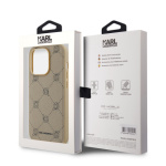 Karl Lagerfeld PU Karl Heads Pattern Magsafe Zadní Kryt pro iPhone 14 Pro Beige, KLHMP14LPGKHPHE