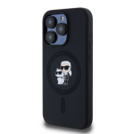 Karl Lagerfeld Liquid Silicone Karl and Choupette Magsafe Zadní Kryt pro iPhone 14 Pro Black, KLHMP14LSCMKCRHK