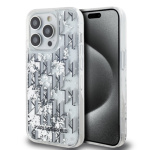 Karl Lagerfeld Liquid Glitter Monogram Gradient Zadní Kryt pro iPhone 14 Pro White, KLHCP14LLKLGKCCH