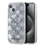 Karl Lagerfeld Liquid Glitter Monogram Gradient Zadní Kryt pro iPhone 15 White, KLHCP15SLKLGKCCH