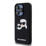 Karl Lagerfeld Liquid Silicone Double Heads Magsafe Zadní Kryt pro iPhone 15 Pro Black, KLHMP15LSKCHPPLK