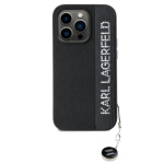 Karl Lagerfeld PU Saffiano Rhinestone Charm Zadní Kryt pro iPhone 14 Pro Black, KLHCP14LPSAKDGCK