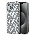 Karl Lagerfeld IML Electroplated Repeated Logo Zadní Kryt pro iPhone 15 Silver, KLHCP15SHKFOEMS