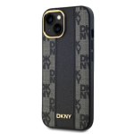 DKNY PU Leather Checkered Pattern Magsafe Zadní Kryt pro iPhone 15 Black, DKHMP15SPCPVSLK