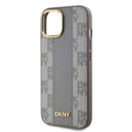 DKNY PU Leather Checkered Pattern Magsafe Zadní Kryt pro iPhone 15 Beige, DKHMP15SPCPVSLE