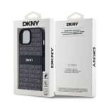 DKNY PU Leather Repeat Pattern Tonal Stripe Zadní Kryt pro iPhone 15 Black, DKHCP15SPRTHSLK