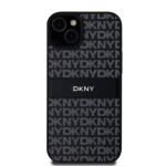 DKNY PU Leather Repeat Pattern Tonal Stripe Zadní Kryt pro iPhone 15 Plus Black, DKHCP15MPRTHSLK