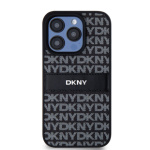 DKNY PU Leather Repeat Pattern Tonal Stripe Zadní Kryt pro iPhone 15 Pro Max Black, DKHCP15XPRTHSLK