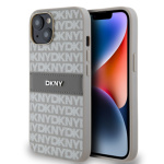 DKNY PU Leather Repeat Pattern Tonal Stripe Zadní Kryt pro iPhone 14 Beige, DKHCP14SPRTHSLE