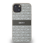 DKNY PU Leather Repeat Pattern Tonal Stripe Zadní Kryt pro iPhone 14 Beige, DKHCP14SPRTHSLE