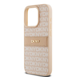 DKNY PU Leather Repeat Pattern Tonal Stripe Zadní Kryt pro iPhone 14 Pro Pink, DKHCP14LPRTHSLP