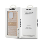 DKNY PU Leather Repeat Pattern Tonal Stripe Zadní Kryt pro iPhone 14 Pro Max Pink, DKHCP14XPRTHSLP