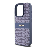 DKNY PU Leather Repeat Pattern Tonal Stripe Zadní Kryt pro iPhone 14 Pro Max Blue, DKHCP14XPRTHSLB