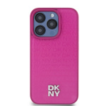 DKNY PU Leather Repeat Pattern Stack Logo Magsafe Zadní Kryt pro iPhone 15 Pro Pink, DKHMP15LPSHRPSP