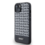 DKNY PU Leather Repeat Pattern Bottom Stripe MagSafe Zadní Kryt pro iPhone 14 Black, DKHMP14SPSOSPK