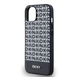 DKNY PU Leather Repeat Pattern Bottom Stripe MagSafe Zadní Kryt pro iPhone 14 Black, DKHMP14SPSOSPK