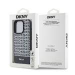 DKNY PU Leather Repeat Pattern Bottom Stripe MagSafe Zadní Kryt pro iPhone 14 Pro Black, DKHMP14LPSOSPK