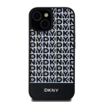 DKNY PU Leather Repeat Pattern Bottom Stripe MagSafe Zadní Kryt pro iPhone 15 Black, DKHMP15SPSOSPK