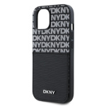 DKNY PU Leather Repeat Pattern Card Pocket Zadní Kryt pro iPhone 14 Black, DKHCP14SPCRTHLK