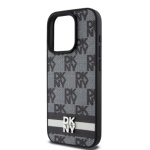 DKNY PU Leather Checkered Pattern and Stripe Zadní Kryt pro iPhone 12/12 Pro Black, DKHCP12MPCPTSSK