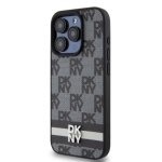 DKNY PU Leather Checkered Pattern and Stripe Zadní Kryt pro iPhone 13 Pro Max Black, DKHCP13XPCPTSSK