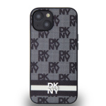 DKNY PU Leather Checkered Pattern and Stripe Zadní Kryt pro iPhone 14 Black, DKHCP14SPCPTSSK