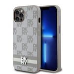 DKNY PU Leather Checkered Pattern and Stripe Zadní Kryt pro iPhone 12/12 Pro Beige, DKHCP12MPCPTSSE