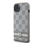 DKNY PU Leather Checkered Pattern and Stripe Zadní Kryt pro iPhone 13 Beige, DKHCP13MPCPTSSE