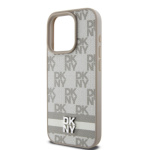 DKNY PU Leather Checkered Pattern and Stripe Zadní Kryt pro iPhone 13 Pro Max Beige, DKHCP13XPCPTSSE