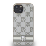 DKNY PU Leather Checkered Pattern and Stripe Zadní Kryt pro iPhone 14 Beige, DKHCP14SPCPTSSE