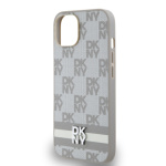 DKNY PU Leather Checkered Pattern and Stripe Zadní Kryt pro iPhone 14 Beige, DKHCP14SPCPTSSE