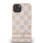 DKNY PU Leather Checkered Pattern and Stripe Zadní Kryt pro iPhone 14 Pink, DKHCP14SPCPTSSP