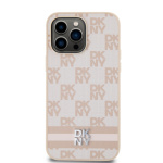 DKNY PU Leather Checkered Pattern and Stripe Zadní Kryt pro iPhone 15 Pro Max Pink, DKHCP15XPCPTSSP