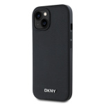 DKNY PU Leather Silver Metal Logo Magsafe Zadní Kryt pro iPhone 14 Black, DKHMP14SPGHLMK