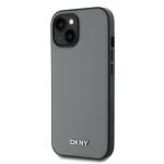 DKNY PU Leather Silver Metal Logo Magsafe Zadní Kryt pro iPhone 13 Grey, DKHMP13MPGHLMS