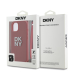 DKNY PU Leather Stack Logo Wrist Strap Zadní Kryt pro iPhone 13 Red, DKHCP13MPBSWSP