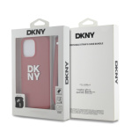 DKNY PU Leather Stack Logo Wrist Strap Zadní Kryt pro iPhone 15 Pro Red, DKHCP15LPBSWSP