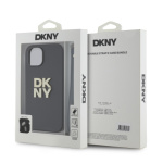 DKNY PU Leather Stack Logo Wrist Strap Zadní Kryt pro iPhone 14 Black, DKHCP14SPBSWSK