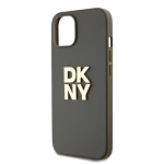 DKNY PU Leather Stack Logo Wrist Strap Zadní Kryt pro iPhone 13 Brown, DKHCP13MPBSWSA