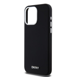 DKNY Liquid Silicone Silver Metal Logo Magsafe Zadní Kryt pro iPhone 15 Pro Max Black, DKHMP15XSMCHLK