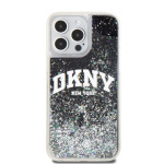DKNY Liquid Glitter Arch Logo Zadní Kryt pro iPhone 15 Pro Max Black, DKHCP15XLBNAEK