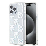 DKNY Liquid Glitter Checkered Pattern Zadní Kryt pro iPhone 15 Pro Max Transparent, DKHCP15XLCPEPT