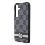 DKNY PU Leather Checkered Pattern and Stripe Zadní Kryt pro Samsung Galaxy S24 Black, DKHCS24SPCPTSSK